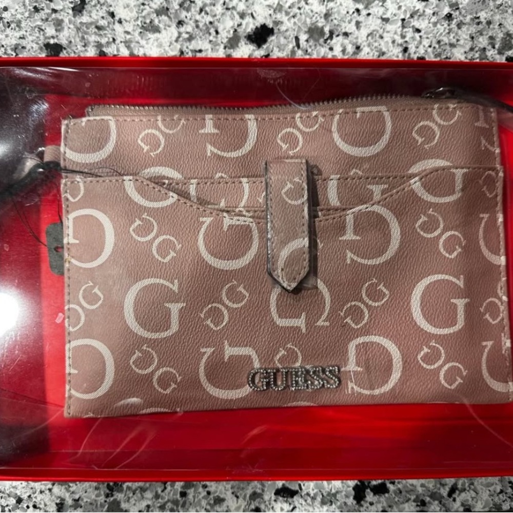 Guess Mauve Monogram Clutch